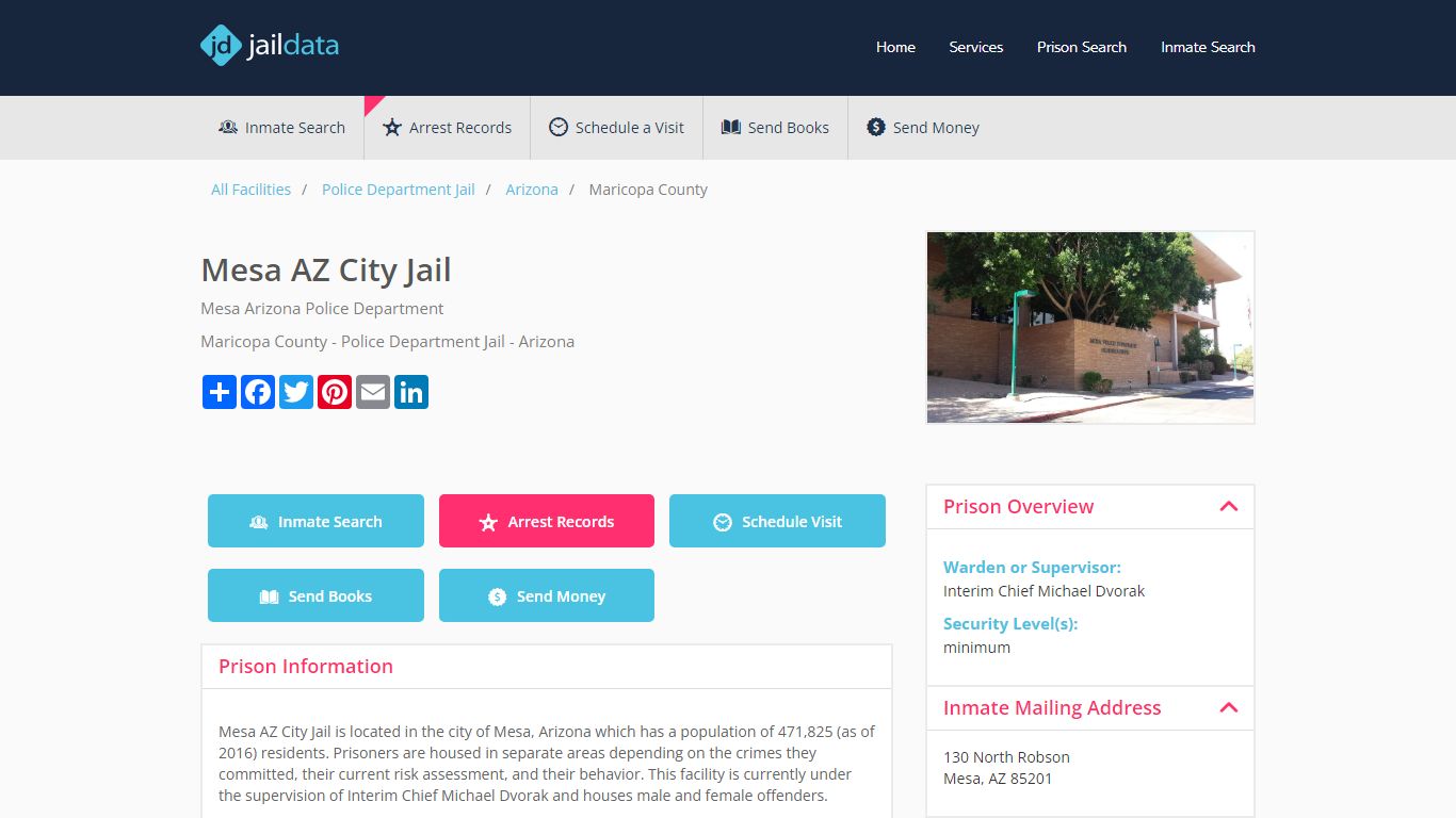 Mesa AZ City Jail Inmate Search and Prisoner Info - Mesa, AZ - Jaildata.com